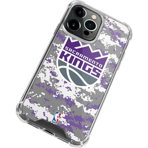 NBA Sacramento Kings Purple Digi Camo iPhone 15 Pro Clear Case